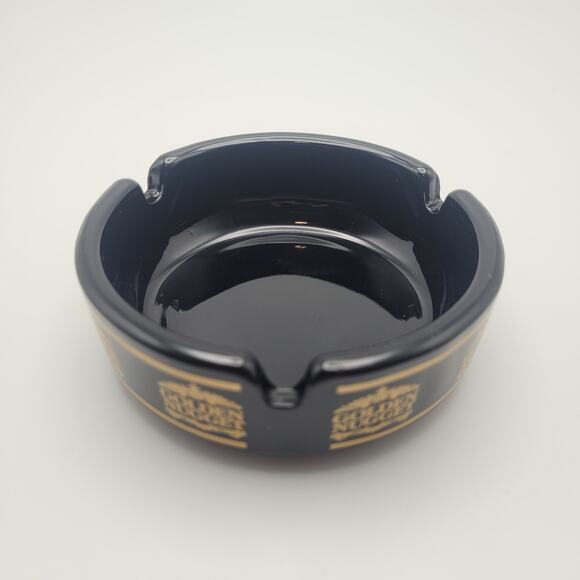 Vintage Golden Nugget Hotel Las Vegas Black Ashtray Barware Advertising Promo - Picture 1 of 6